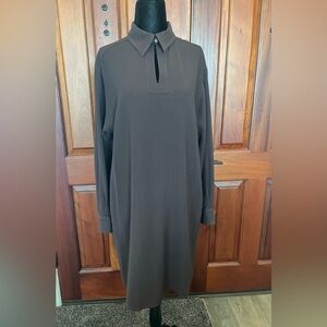 TOM & LINDA PLATT Brown Keyhole Short Dress Size 6 Vintage Classic Tunic Jersey